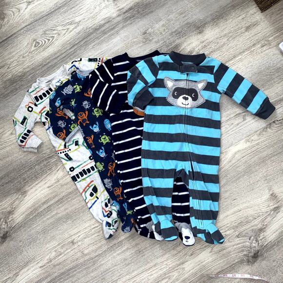 Baby boy footed PJs Bodysuits 4-piece Bundle 6M - Picture 2 of 7